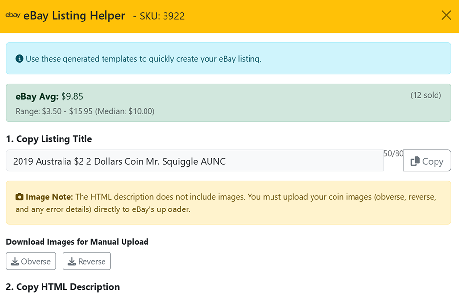 CoinData eBay Helper